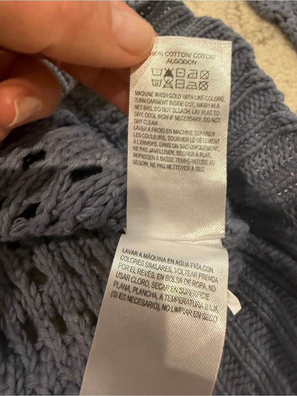 Lucky Brand Blue Open Knit Crochet Sweater XS - Picture 6 of 8